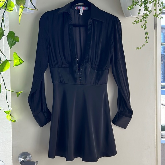 uo phoebe corseted shirt dress UO Phoebe Corseted Shirt Dress